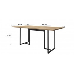 Mesa PRIME 25, metal negro, tapa MDP color avellana, 180 x 90 cms