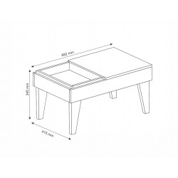 Mesa VENEZA, baja, MDP blanco roto y matte 68 x 41 cms