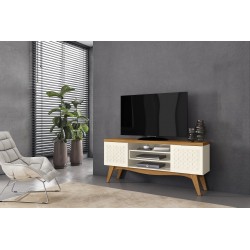 Mueble TV LIZ, blanco roto y coral, 160 cms.