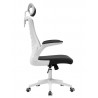 Sillón de oficina LAURO, alto, blanco, malla gris, asiento negro