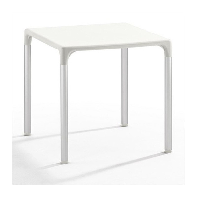 Mesa ELIANA, aluminio, polipropileno blanco 74x74 cms (Pack de 2 unidades)