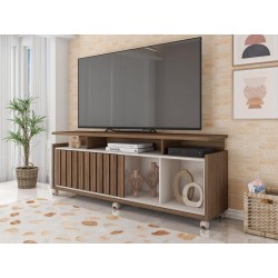 Mueble TV OASIS, nogal y blanco roto, 160 cms.