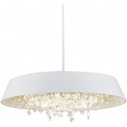 Lámpara JENA BL, colgante, metal, blanca, cristal, led