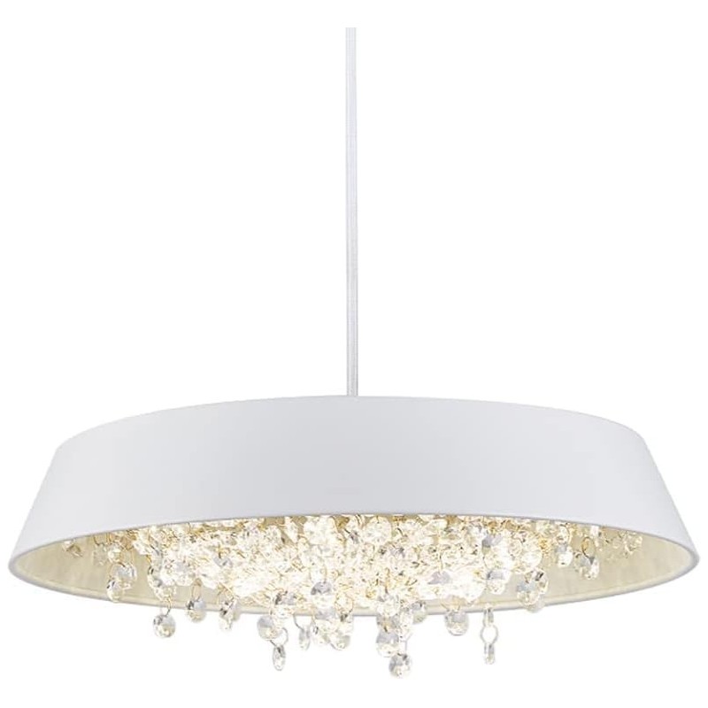 Lámpara JENA BL, colgante, metal, blanca, cristal, led