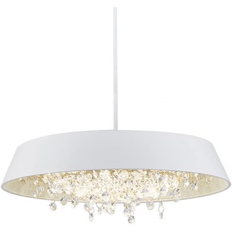 Lámpara JENA BL, colgante, metal, blanca, cristal, led