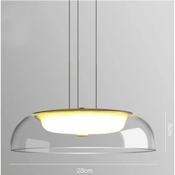 Lámpara WITTEN H80, colgante, metal, cristal, led