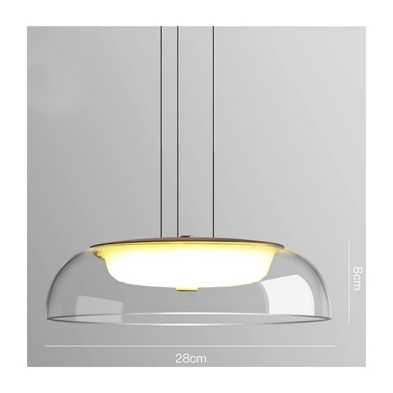 Lámpara WITTEN H80, colgante, metal, cristal, led