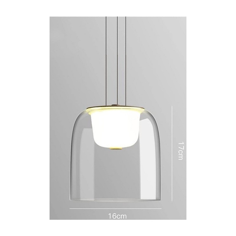 Lámpara WITTEN H170, colgante, metal, cristal, led