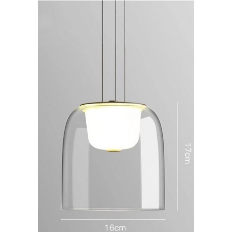 Lámpara WITTEN H170, colgante, metal, cristal, led