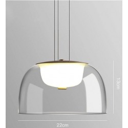 Lámpara WITTEN H130, colgante, metal, cristal, led