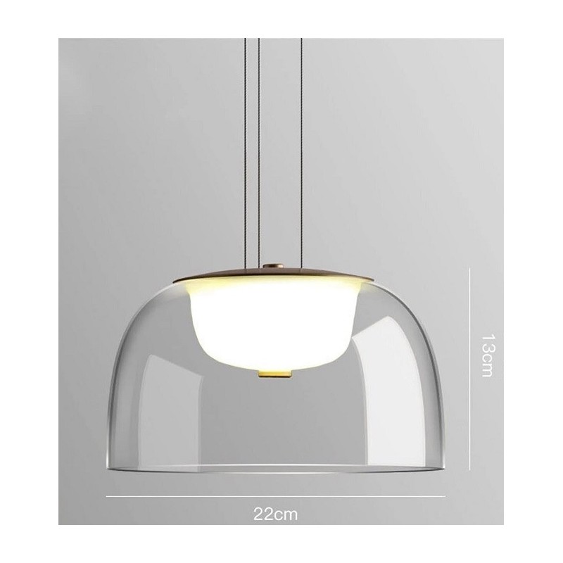 Lámpara WITTEN H130, colgante, metal, cristal, led