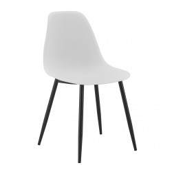 Silla CLUNY, metal negro, polipropileno blanco (Pack de 4 unidades)