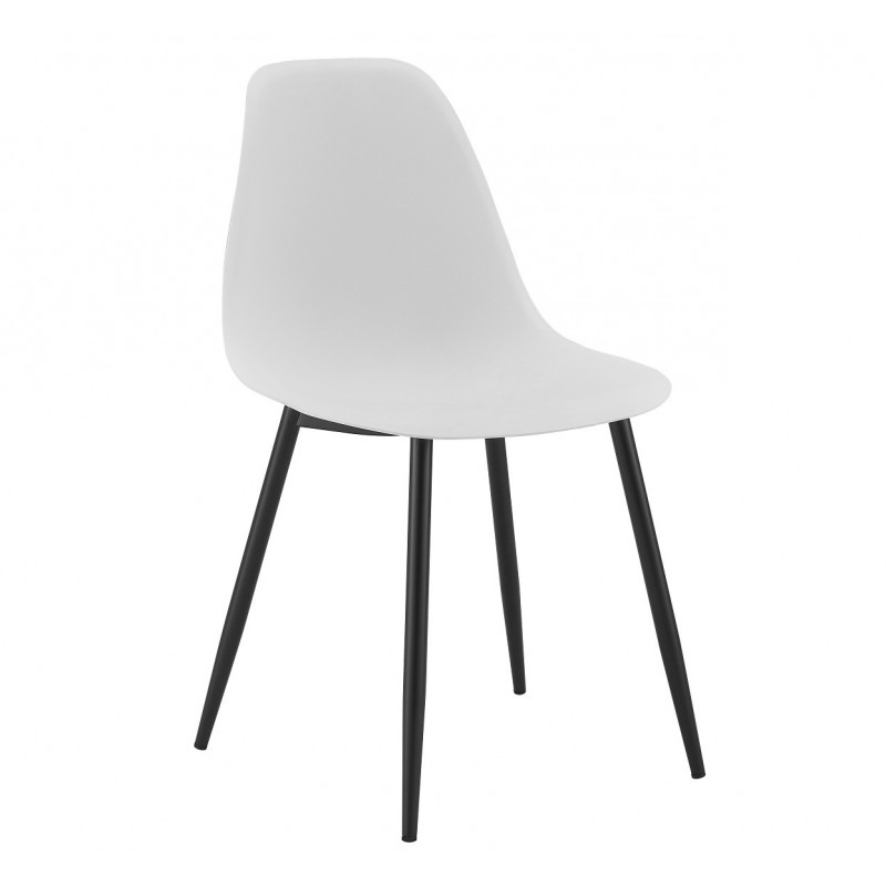 Silla CLUNY, metal negro, polipropileno blanco (Pack de 4 unidades)