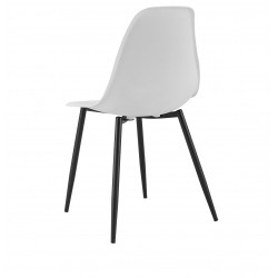 Silla CLUNY, metal negro, polipropileno blanco (Pack de 4 unidades)