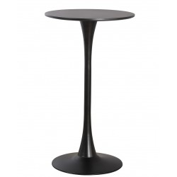 Mesa TUL, alta, metal, negra, tapa negra de 60 cms de diámetro