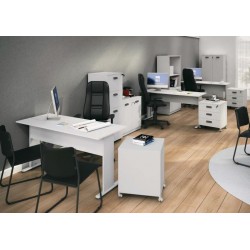 Mesa de oficina WORK, metal, bilaminado color platino 150 x 60 cms