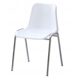 Silla CARCASA, apilable, cromada, polipropileno blanco (Pack de 6 unidades)