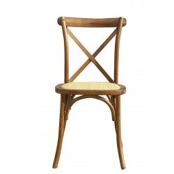 Silla CROSS SX, madera de haya, nogal, asiento de ratán (Pack de 2 unidades)