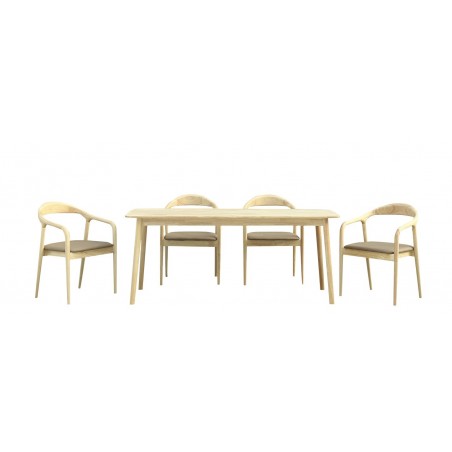 Silla ETNA, metal negro, tapizado pata de gallo y similpiel blanca (Pack de 4 unidades)