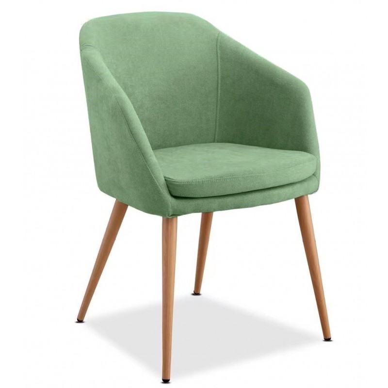 Sillón LART, metal, tapizado tejido linen verde claro (Pack de 2 unidades)