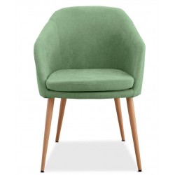 Sillón LART, metal, tapizado tejido linen verde claro (Pack de 2 unidades)