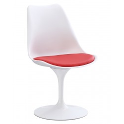 Silla TUL MT, metal, polipropileno blanco, cojín rojo (Pack de 4 unidades)