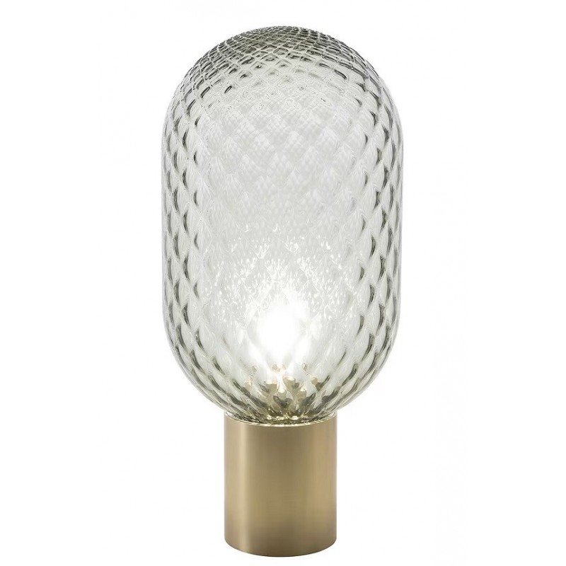 Lámpara GERA SOH43, sobremesa, aluminio, dorada, cristal