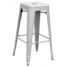Taburete FLOWER, regulable, metal negro, tapizado velvet gris con trasera floral a juego (Pack de 2 unidades)