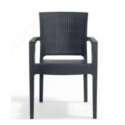 Sillón LIDO, apilable, polipropileno antracita (Pack de 4 unidades)