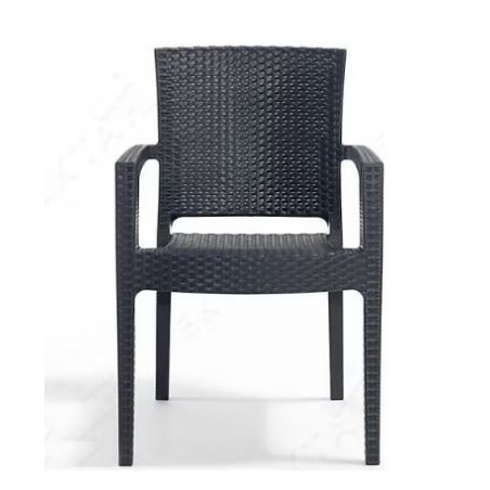 Sillón LIDO, apilable, polipropileno antracita (Pack de 4 unidades)