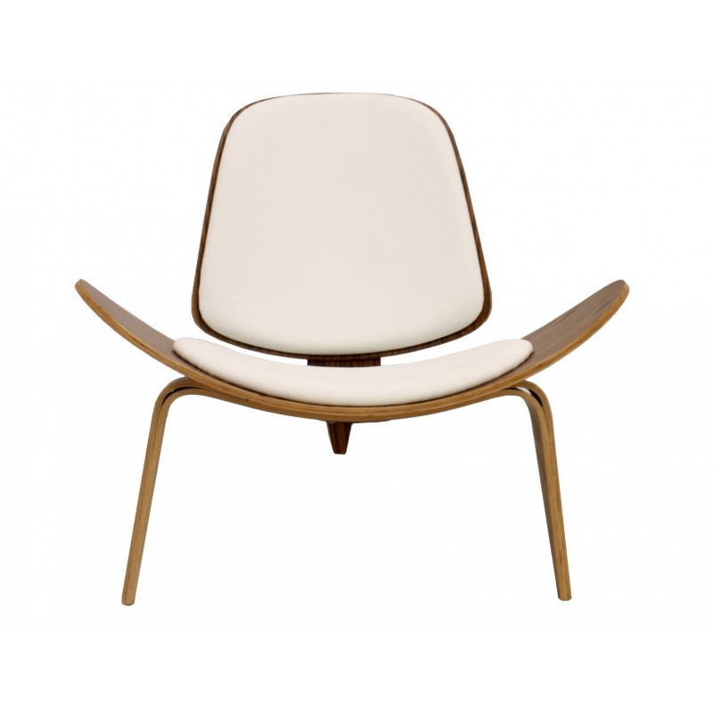 Sillón FLOR, piel regenerada marrón cogñac