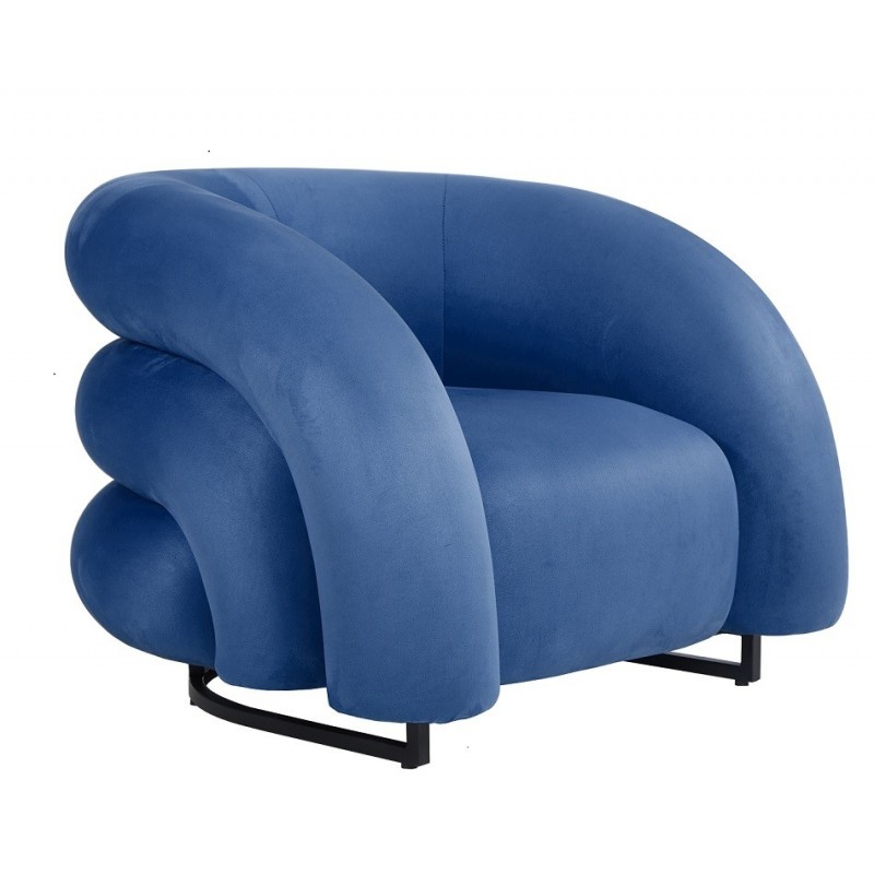 Sillón KARLOVY, tapizado velvet azul