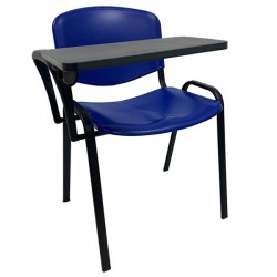 Silla NIZA con pala de escritura, asiento y respaldo en plástico azul (Pack de 4 unidades)