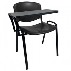 Silla NIZA con pala de escritura, asiento y respaldo plástico negro (Pack de 4 unidades)