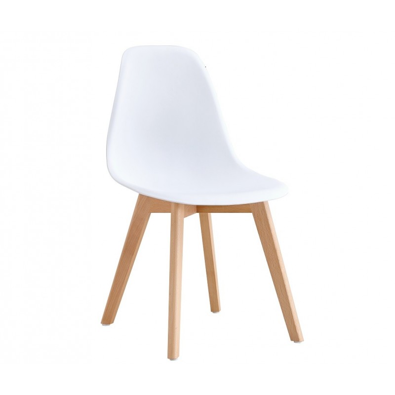 Silla MARAIS, madera, polipropileno blanco (Pack de 4 unidades)