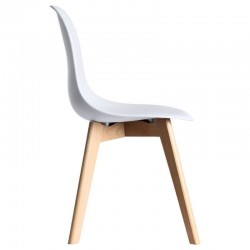 Silla MARAIS, madera, polipropileno blanco (Pack de 4 unidades)