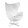 Sillón EG (TE), fibra de vidrio, basculante, tapizado similpiel blanca