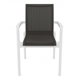 Sillón NEPTUNO, apilable, polipropileno blanco, batyline antracita (Pack de 4 unidades)