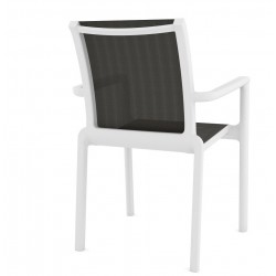 Sillón NEPTUNO, apilable, polipropileno blanco, batyline antracita (Pack de 4 unidades)