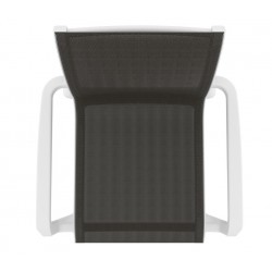 Sillón NEPTUNO, apilable, polipropileno blanco, batyline antracita (Pack de 4 unidades)