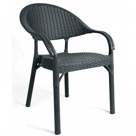 Sillón TORREMOLINOS, apilable, patas metálicas, polipropileno antracita (Pack de 4 unidades)
