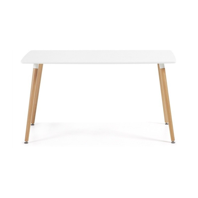 Mesa NURY, madera, tapa blanca, 160 x 90 cms