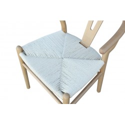 Silla WISH, apilable, madera de haya, color negro, fibra trenzada (Pack de 2 unidades)