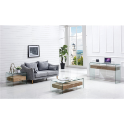 Mesa MARILYN, baja, madera, cristal, 110x55 cms