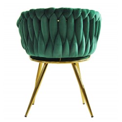 Sillón KING, metal dorado, tapizado velvet verde oscuro (Pack de 2 unidades)