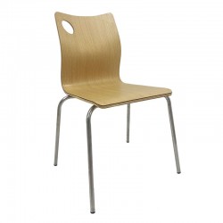 Silla AMELIE, apilable, acero inoxidable, asiento laminado HPL, color natural (Pack de 4 unidades)