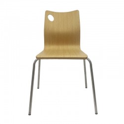 Silla AMELIE, apilable, acero inoxidable, asiento laminado HPL, color natural (Pack de 4 unidades)