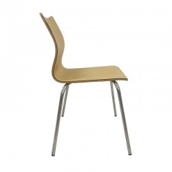 Silla AMELIE, apilable, acero inoxidable, asiento laminado HPL, color natural (Pack de 4 unidades)