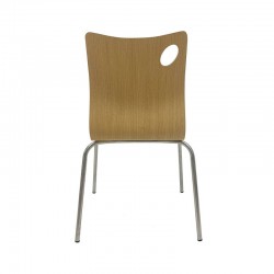 Silla AMELIE, apilable, acero inoxidable, asiento laminado HPL, color natural (Pack de 4 unidades)