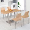 Silla AMELIE, apilable, acero inoxidable, asiento laminado HPL, color natural (Pack de 4 unidades)